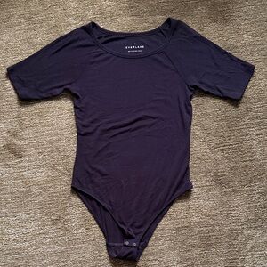 Everlane Black Short-Sleeve One-Piece Bodysuit